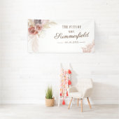 Pampas Gras Terracotta Bruiloftsfeest Spandoek (Insitu)