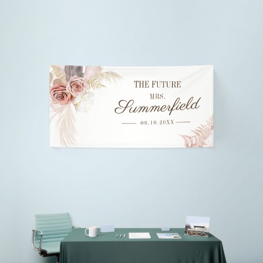 Pampas Gras Terracotta Bruiloftsfeest Spandoek (Beurs)