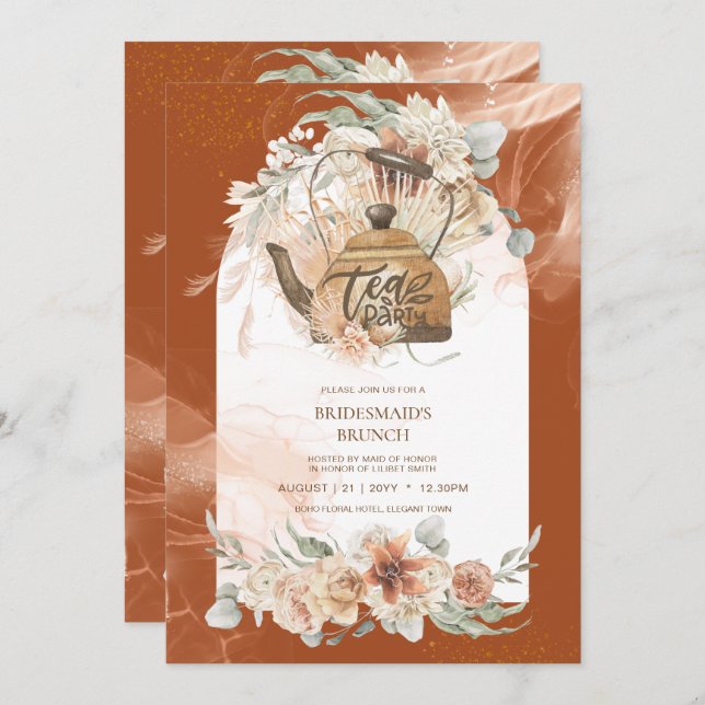 Pampas Gras THEE PARTIJ Bruidsdiner Lunch (Voorkant / Achterkant)