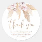 Pampas gras tropische bladeren baby shower sticker (Voorkant)