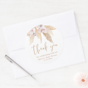 Pampas gras tropische bladeren baby shower sticker