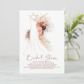 Pampas Gras Trouwjurk Terracotta Bruidsmeisjesfees Kaart (Staand voorkant)