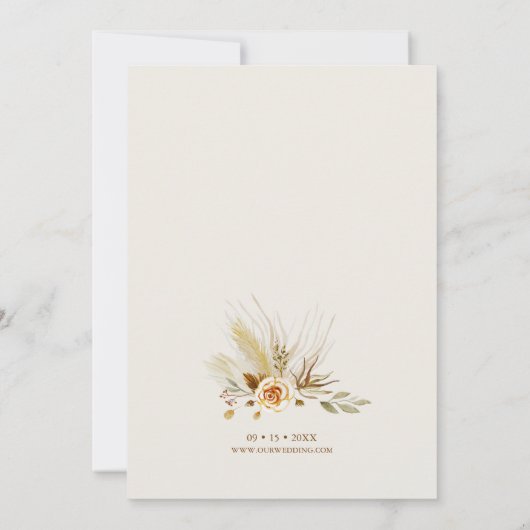 Pampas gras waterverf boho bruiloft kaart (Achterkant)