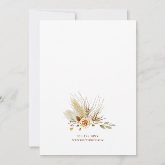 Pampas gras waterverf boho elegante bruiloft kaart (Achterkant)