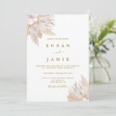 Pampas gras waterverf bruiloft kaart (Staand voorkant)