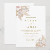 Pampas gras waterverf bruiloft kaart (Voorkant / Achterkant)