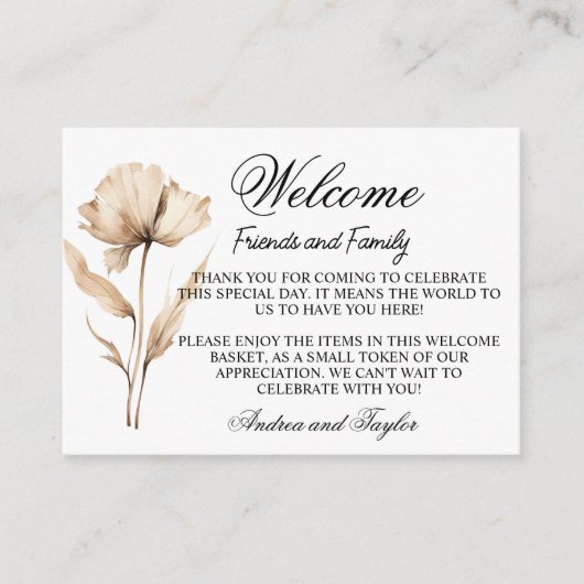 Pampas Gras Welkom Gift Zak Mandje Plaatkaart Informatiekaartje (Voorkant)