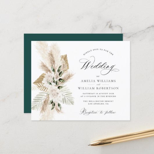 pampas gras wild flower greenery bruiloft (Voorkant / Achterkant in situ)