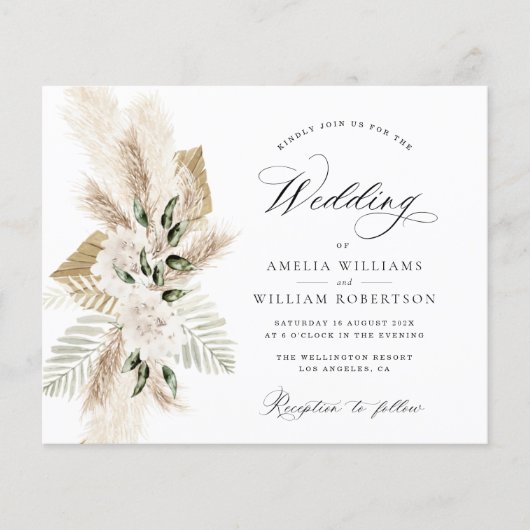 pampas gras wild flower greenery bruiloft (Voorkant)