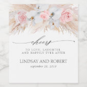 Pampas gras witte orchideeën tropisch exotisch geb wijn etiket (Enkel label)