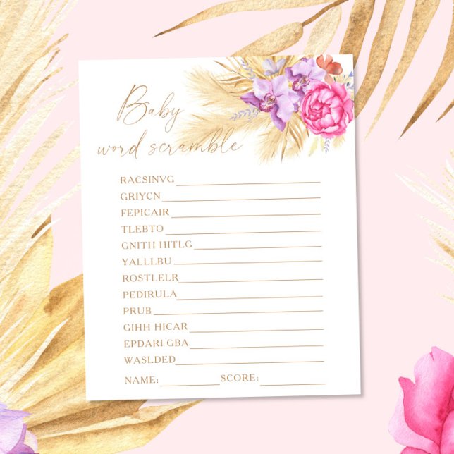 Pampas gras - Word scramble baby shower spel (Creator heeft geüpload)