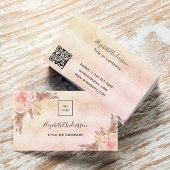 Pampas grasbloem roze roze floralen QR code logo Visitekaartje