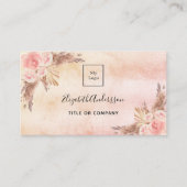 Pampas grasbloem roze roze floralen QR code logo Visitekaartje (Voorkant)