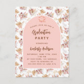 Pampas grasbloemen roos gouden afstudeerfeest uitnodiging briefkaart (Voorkant)