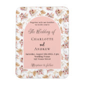 Pampas grasbloemen roos gouden huwelijksuitnodigin magneet (Verticaal)