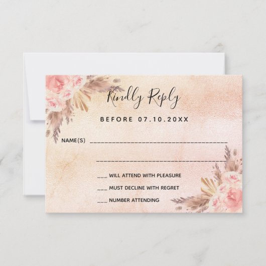 Pampas grasbloesems Boho bruiloft RSVP (Voorkant)