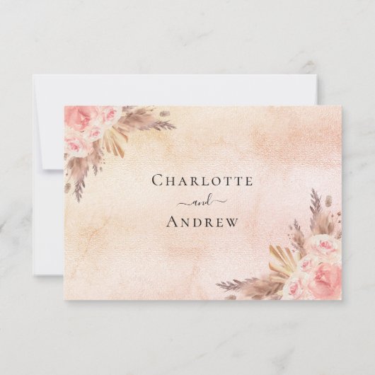 Pampas grasbloesems Boho bruiloft RSVP (Achterkant)