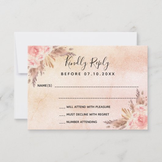 Pampas grasbloesems boho RSVP (Voorkant)