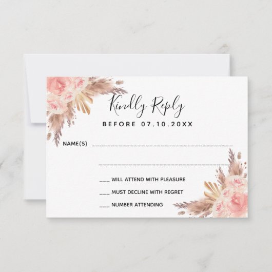 Pampas grasbloesems boho RSVP (Voorkant)