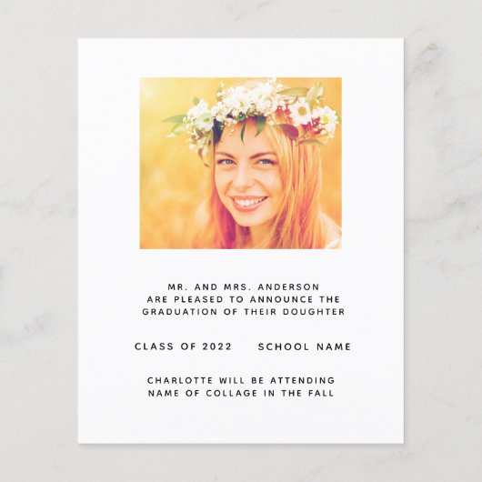 Pampas grasblos afstuderen aankondigingskaart (Achterkant)