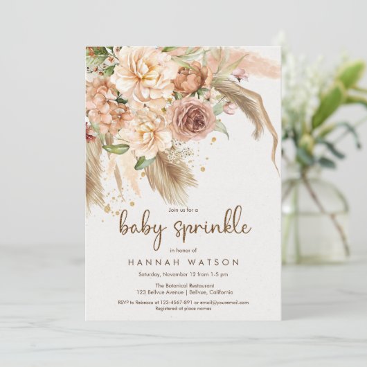 Pampas grasboho baby sprinkhaan kaart (Staand voorkant)