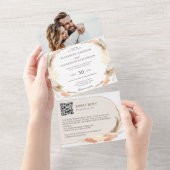 Pampas grasboho foto QR code bruiloft All In One Uitnodiging (Afscheurbaar)