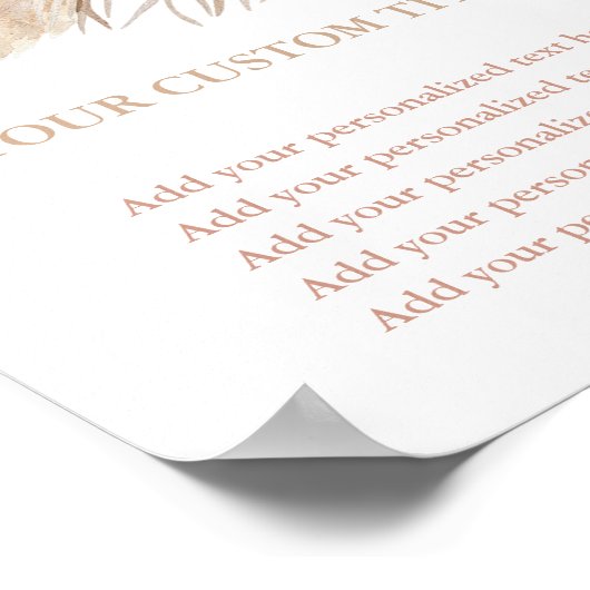 Pampas grasboho woestijnthema aangepast teken poster (Hoek)