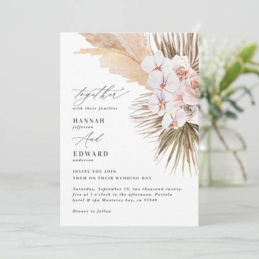 Pampas graspalmfoliage orchid modern rustig (Staand voorkant)