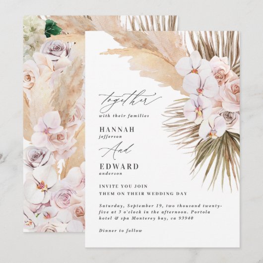 Pampas graspalmfoliage orchid modern rustig (Voorkant / Achterkant)