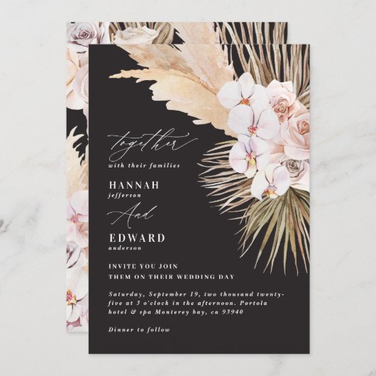 Pampas graspalmfoliage orchid modern rustig (Voorkant / Achterkant)