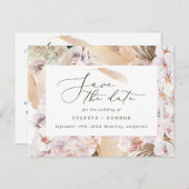 Pampas graspalmfoliage orchid modern rustig aankondigingskaart (Voorkant / Achterkant)