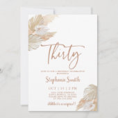 Pampas Grass 30th Birthday Invitation Kaart (Voorkant)
