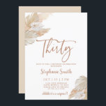 Pampas Grass 30th Birthday Invitation Kaart<br><div class="desc">Shhh Surprise pampas gras 30th Birthday-uitnodiging</div>