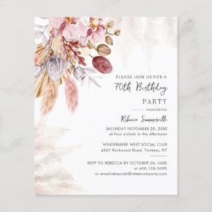 Pampas Grass 70th Birthday Party Chic Invitation