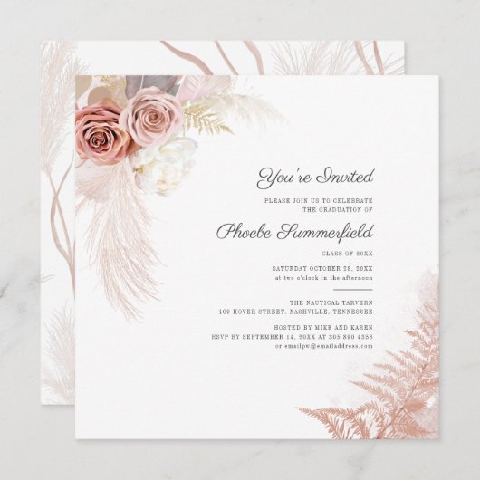 Pampas Grass Afstuderen 2024 Partij Kaart (Voorkant / Achterkant)