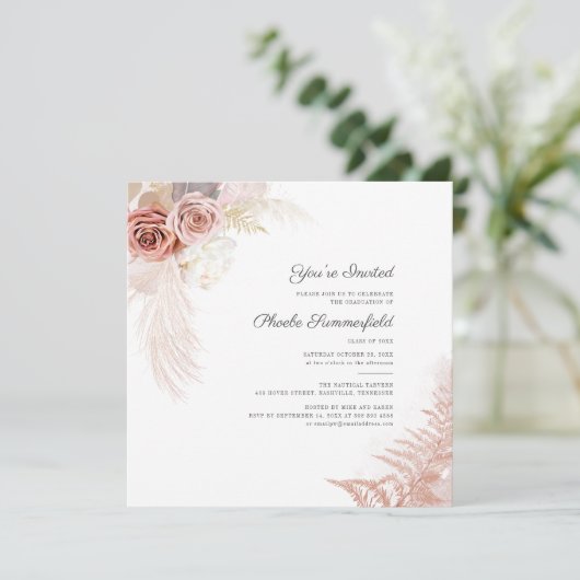 Pampas Grass Afstuderen 2024 Partij Kaart (Staand voorkant)