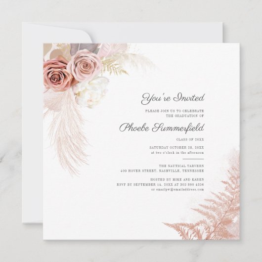 Pampas Grass Afstuderen 2024 Partij Kaart (Voorkant)