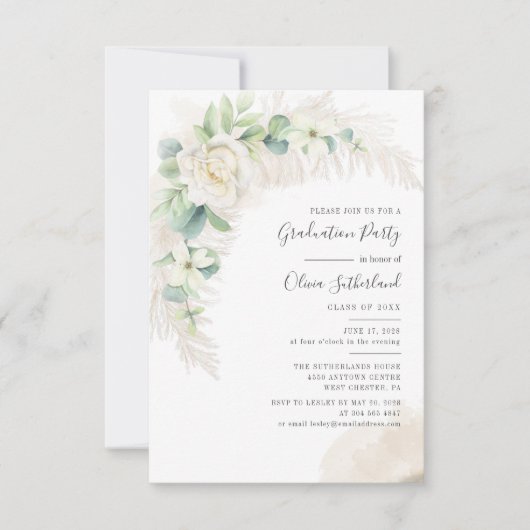 Pampas Grass Afstuderen 2025 Foto Afstudeerder Par Kaart (Voorkant)