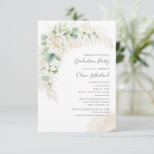 Pampas Grass Afstuderen 2025 Foto Afstudeerder Par Kaart (Staand voorkant)