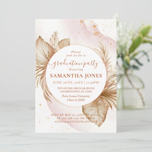 Pampas Grass Afstuderen Kaart (Staand voorkant)