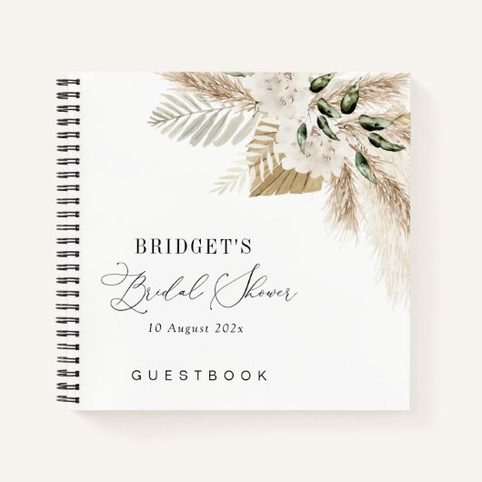 Pampas Grass and Greenery vrijgezellenfeest gasten Notitieboek (Voorkant)