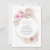 Pampas Grass and Pink Orchids Girls Christening Kaart (Voorkant)