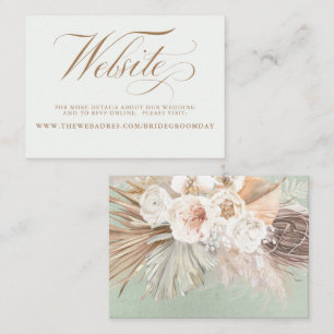 Pampas Grass and White Flowers Wedding Website Visitekaartje