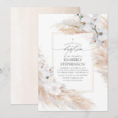 Pampas Grass and White Orchids Tropical Baptisme Kaart (Voorkant / Achterkant)