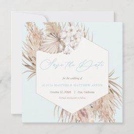 Pampas Grass Aqua Neutrale Bruiloft Save The Date