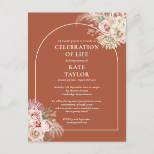 Pampas Grass Arch Celebration of Life Funeral Briefkaart