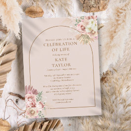 Pampas Grass Arch Celebration of Life Funeral Briefkaart