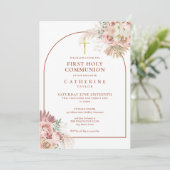 Pampas Grass Arch First Heilige Communie Kaart (Staand voorkant)