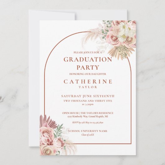 Pampas Grass Arch Foto GraduPartij Kaart (Voorkant)