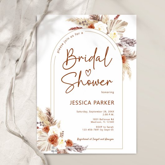 Pampas Grass Arch Terracotta Boho Vrijgezellenfees Kaart